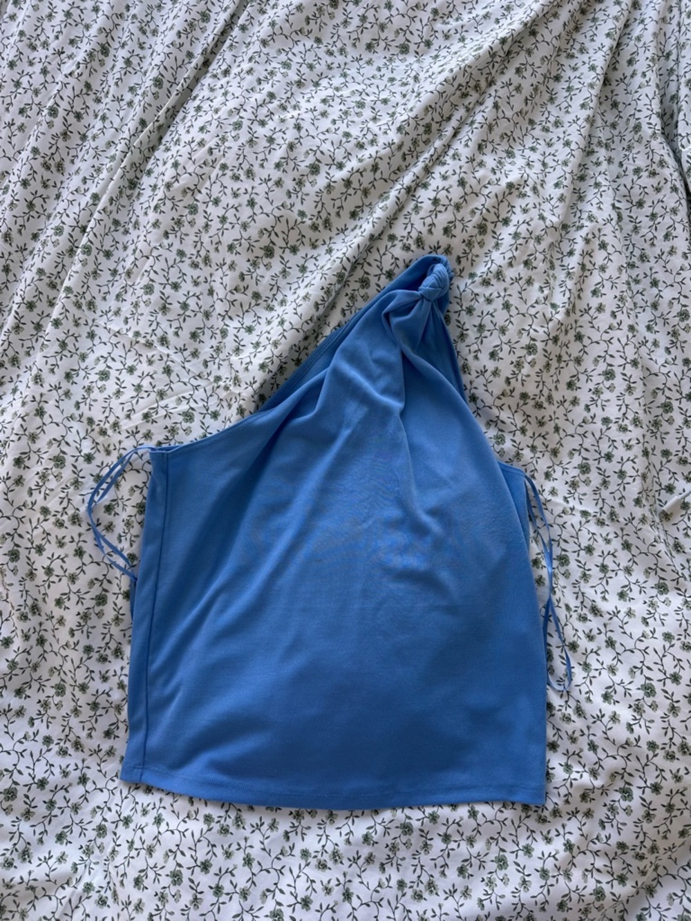 Abercrombie & Fitch Sky Blue One-Shoulder Top with knot detail